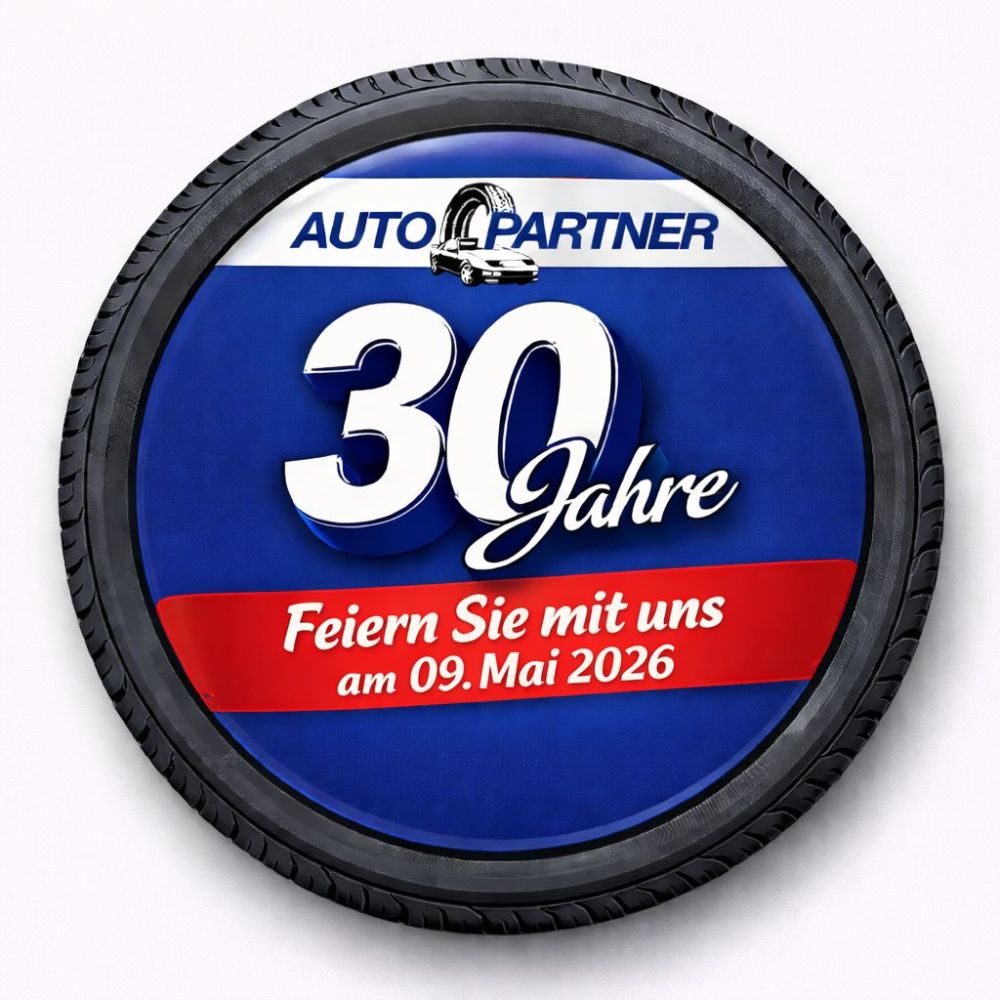 Logo AutoPartner - Text 30 Jahre - Feiern Sie mit uns